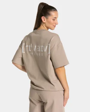 RI??VAIV Oversized T-Shirt "Taupe" Quick Dry Wear Fit Chilly Day Comfort