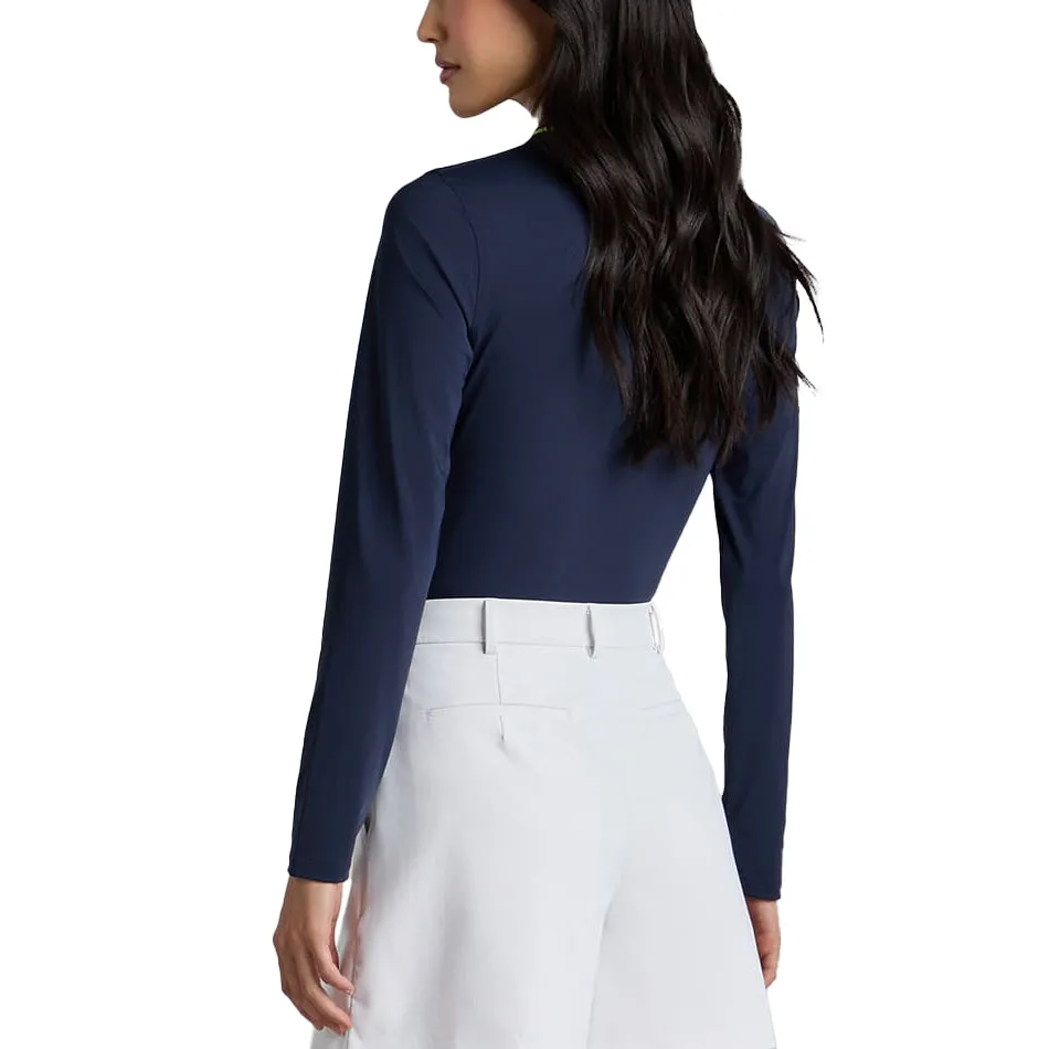 G/Fore Women's Contrast Collar Silky Tech Long Sleeve Golf Polo Shirt - Twilight Ski Core