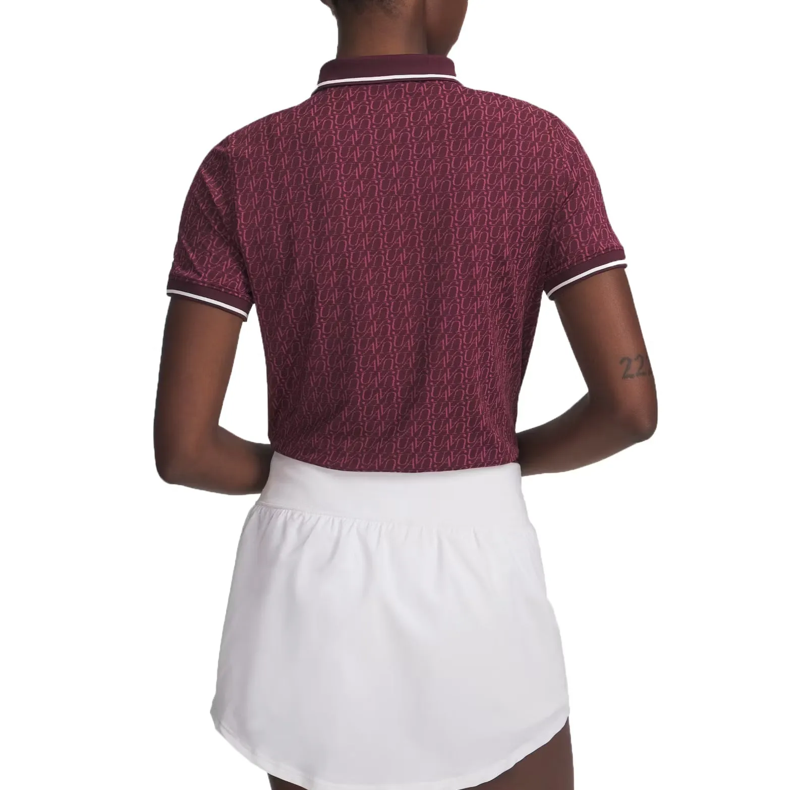 Athletic Wear TaglessLabel Under Armour Women's Drive Jacquard Golf Polo Shirt - Dark Maroon/Fuchsia Dusk/White