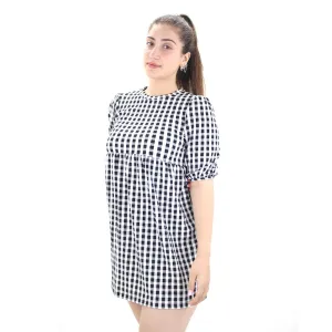 Event Mood Women's Plaid Short Dress,Black/White