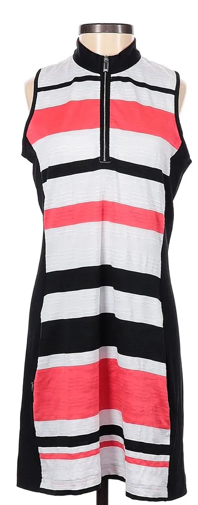 Tail Activewear White, Black & Red Striped Jacquard Golf Dress Size XS MSP$97 Compact Fit Coffee Break