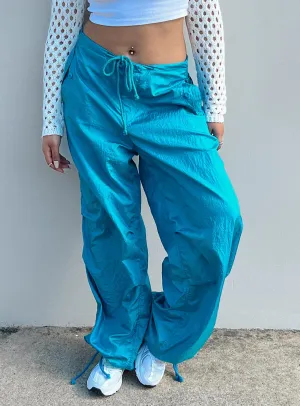 Quick Access Zippers Motel Chute Trousers Blue