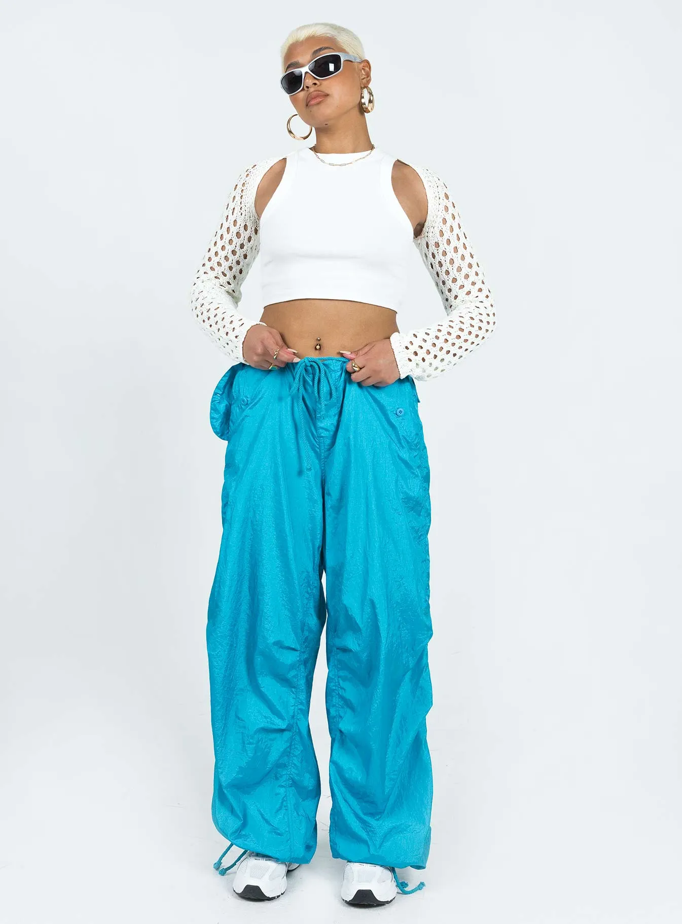 Motel Chute Trousers Blue Stay Comfortable Reflective accents
