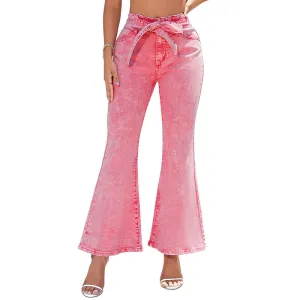 Night Charm Relaxing Wear Solid Color Versatile Slim Women's Flare Pants