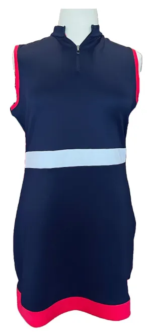 Vibe Style Cool Layers New PGA Tour Navy Mock Neck Sleeveless Dress Size XL MSP