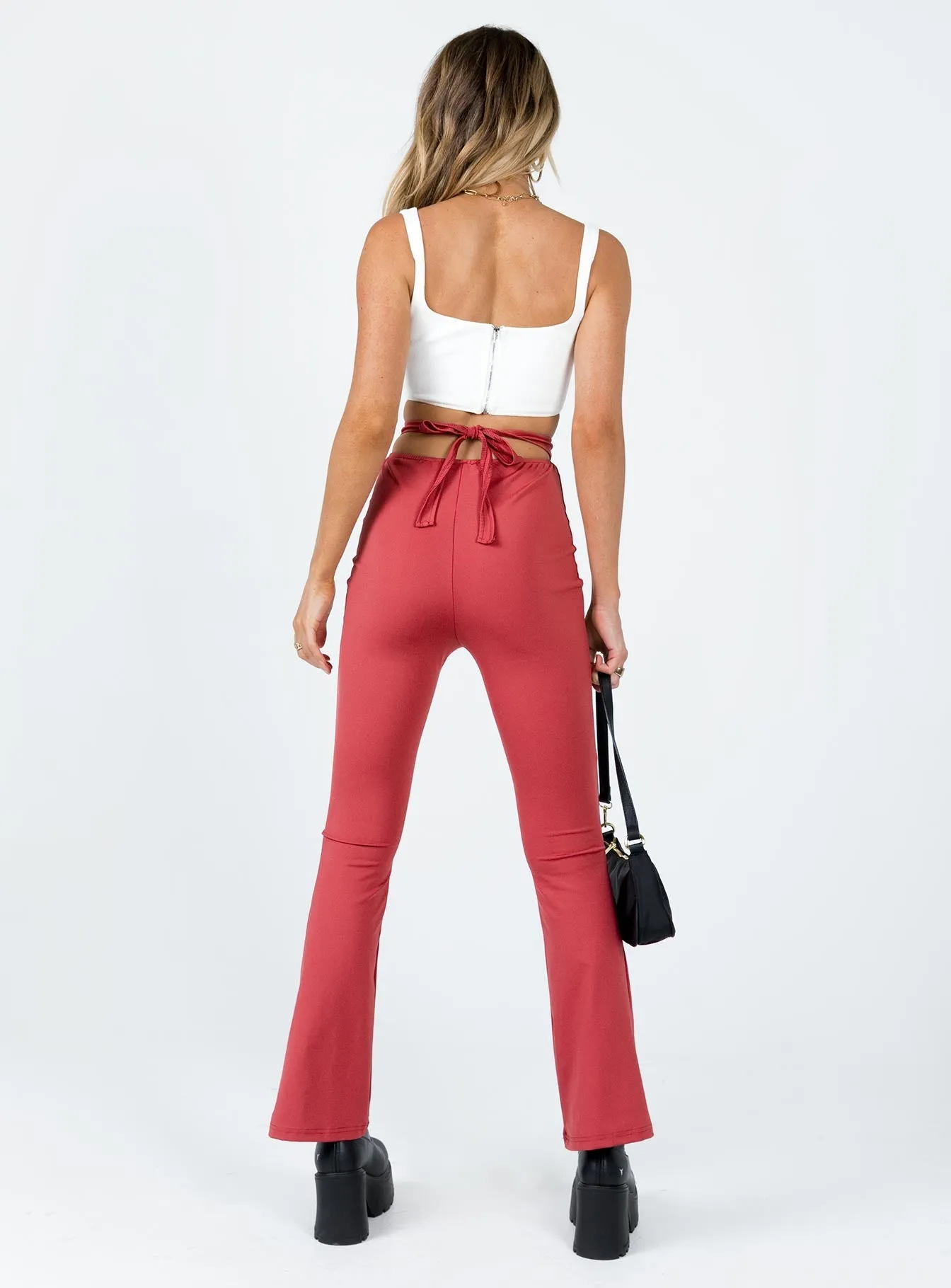 Kyra Pants Red Comfort waistband