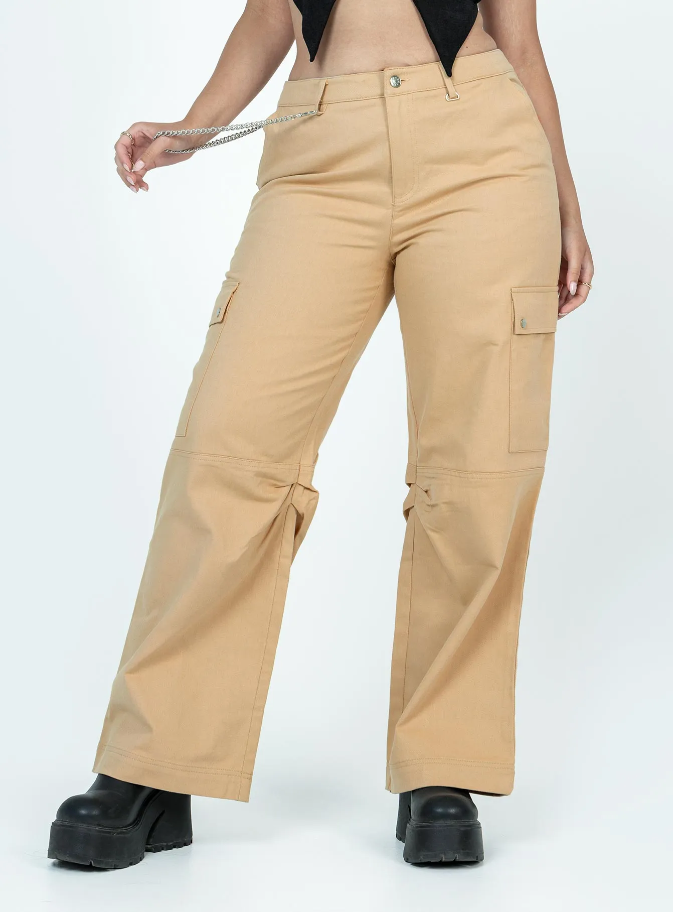 MultiPocketSystem Fallout Mid Rise Cargo Pants Beige