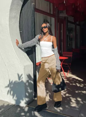 Fallout Mid Rise Cargo Pants Beige Fashionable Cut