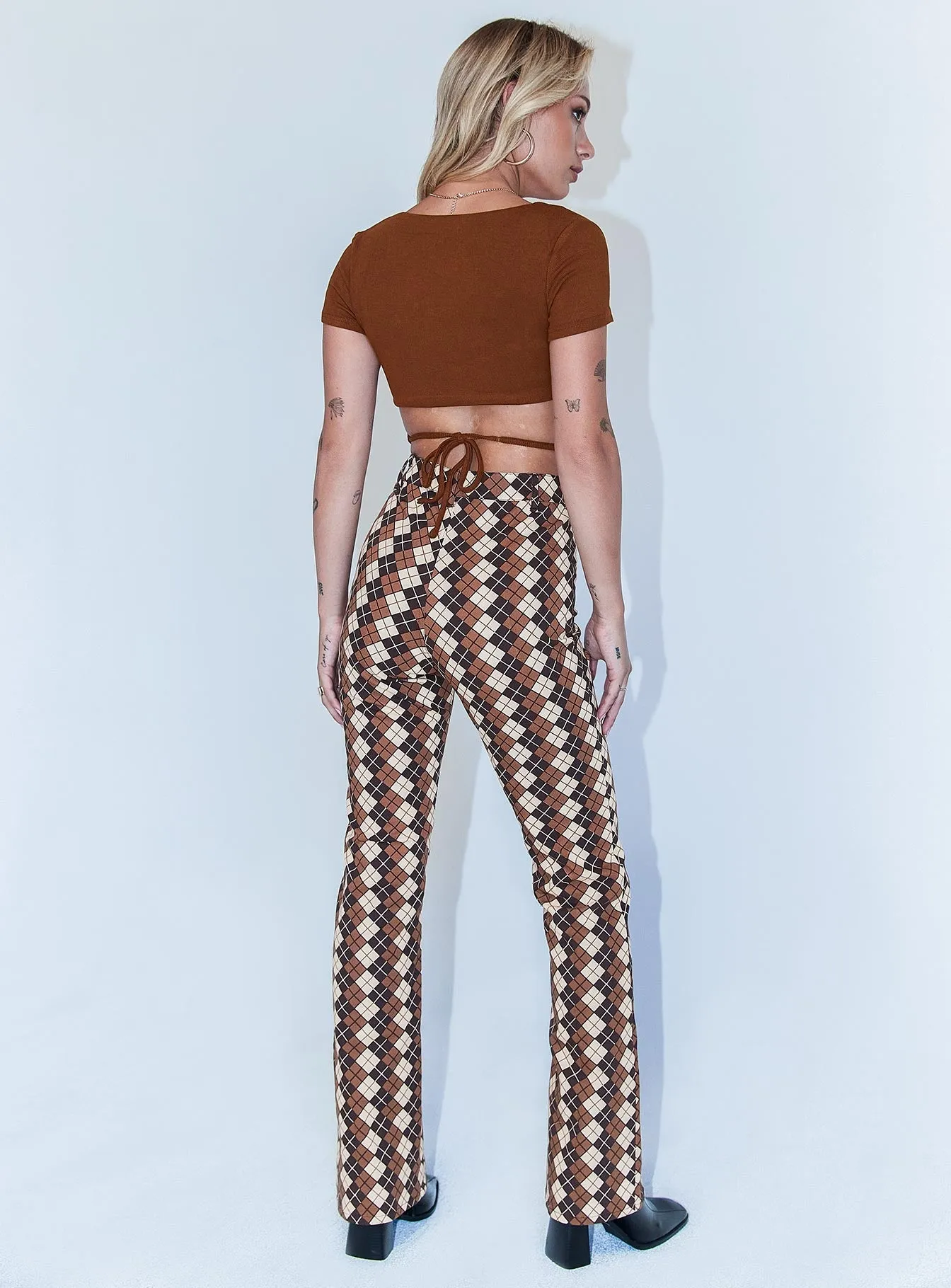 Motel Zoven Trouser Argyle Brown Practical Wear
