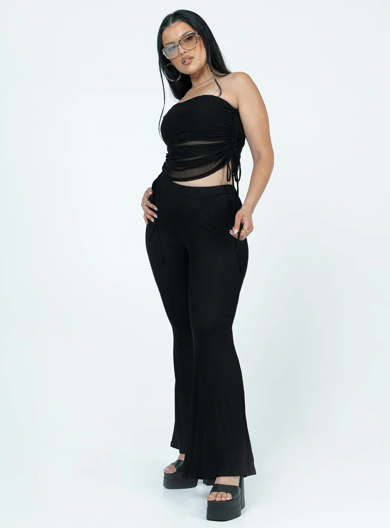 Raw edge tech fabric Harriet Set Black