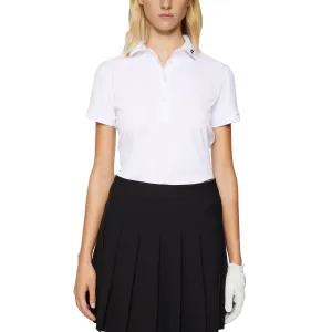 J.Lindeberg Women's Tour Tech Golf Polo Shirt - White Diamond Soul Relaxed Blouse