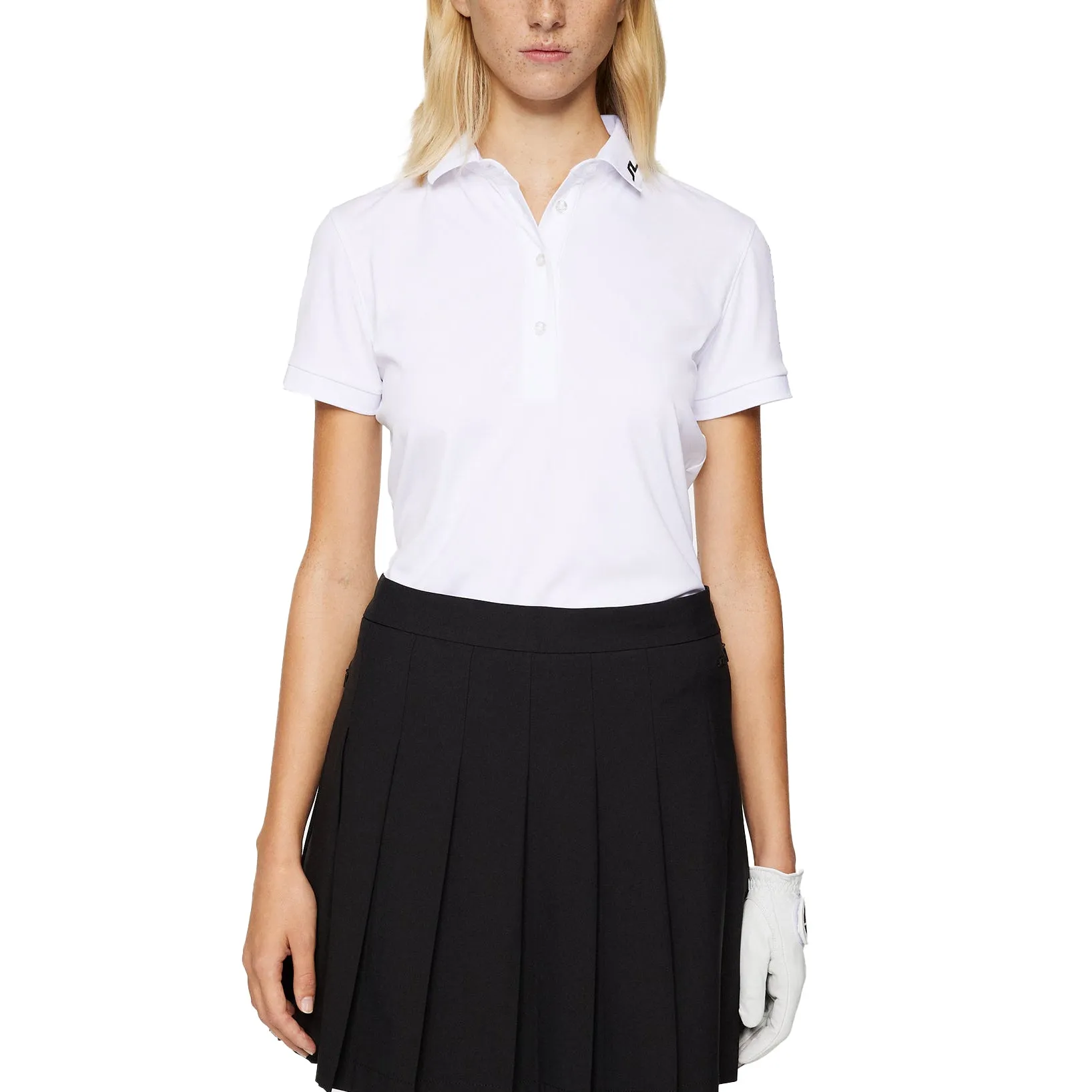 J.Lindeberg Women's Tour Tech Golf Polo Shirt - White Diamond Soul Relaxed Blouse