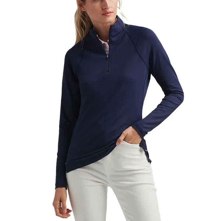 Peter Millar Women's Women's Raglan Sleeve Perth 1/4 Midlayer - Navy Classic Suit Chic Edge