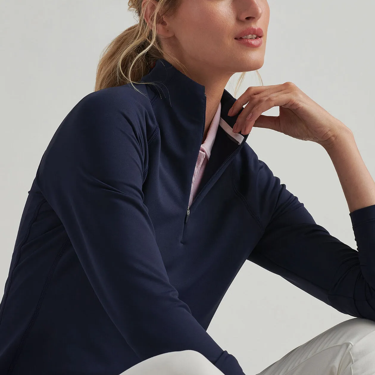 Peter Millar Women's Women's Raglan Sleeve Perth 1/4 Midlayer - Navy Hero Fit