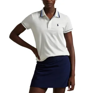 RLX Ralph Lauren Women's Tour Pique Polo Shirt - White/Navy/Blue Hero Fit pack light
