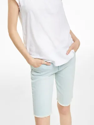 Body Stretch Bacterial Growth Prevention Women's Cutoff Denim Short,Light Blue
