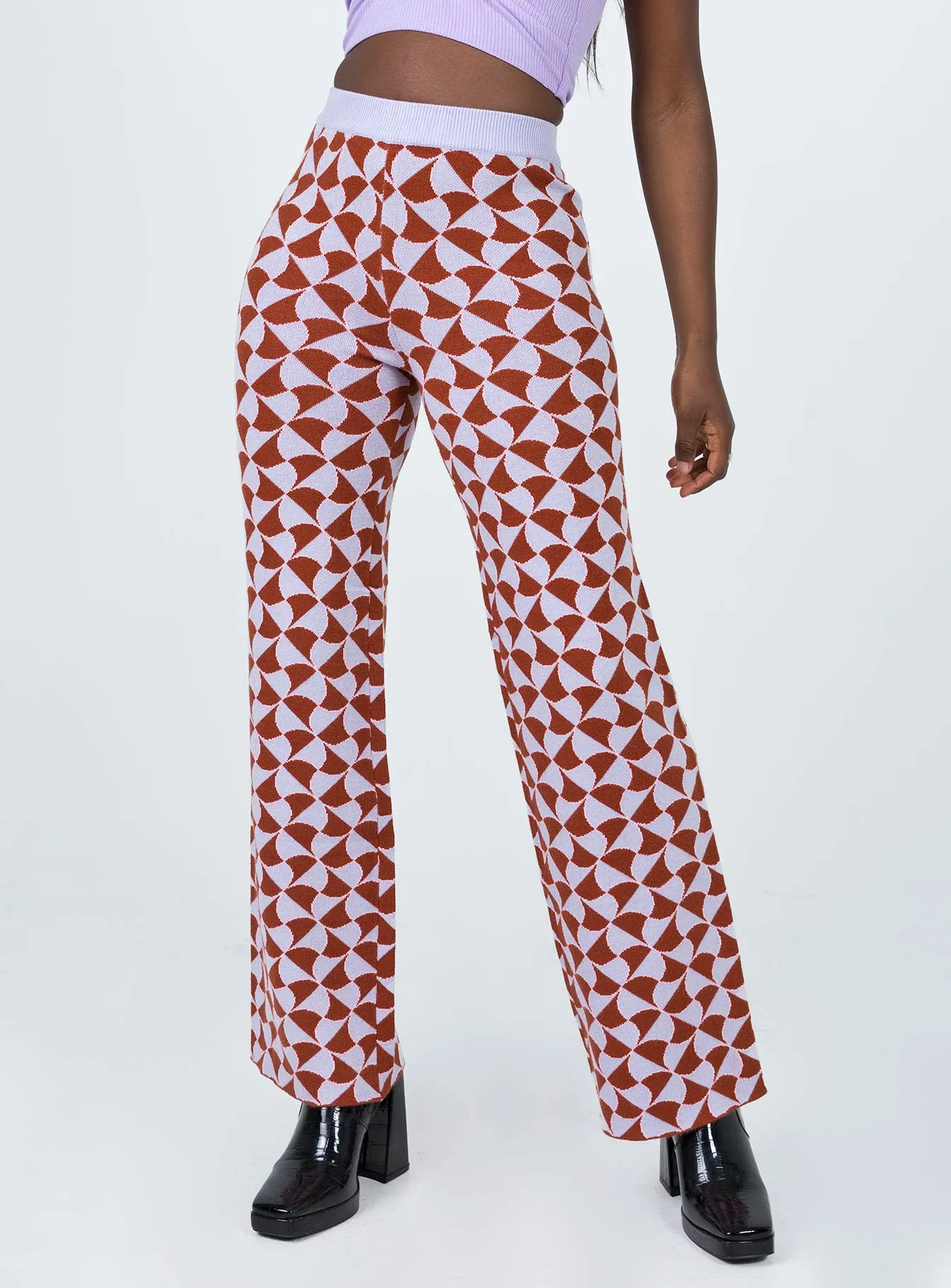 Functional Fit Trendy Cut Kirsty Retro Tile Pants Pink
