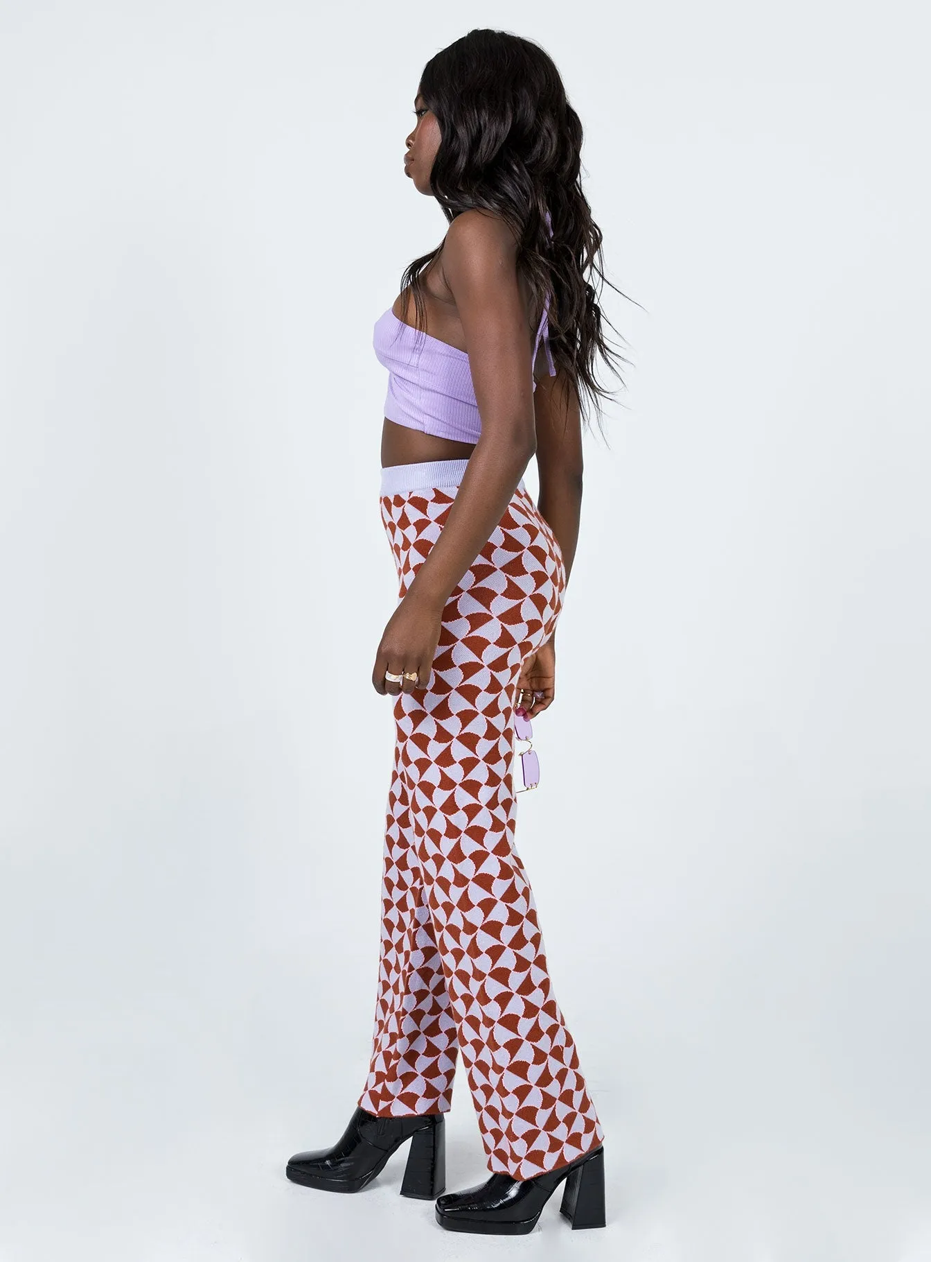 Kirsty Retro Tile Pants Pink Light Fabric On The Go