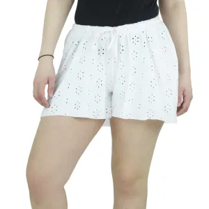 Women's Embroidered Floral Short,White Breeze Stretch