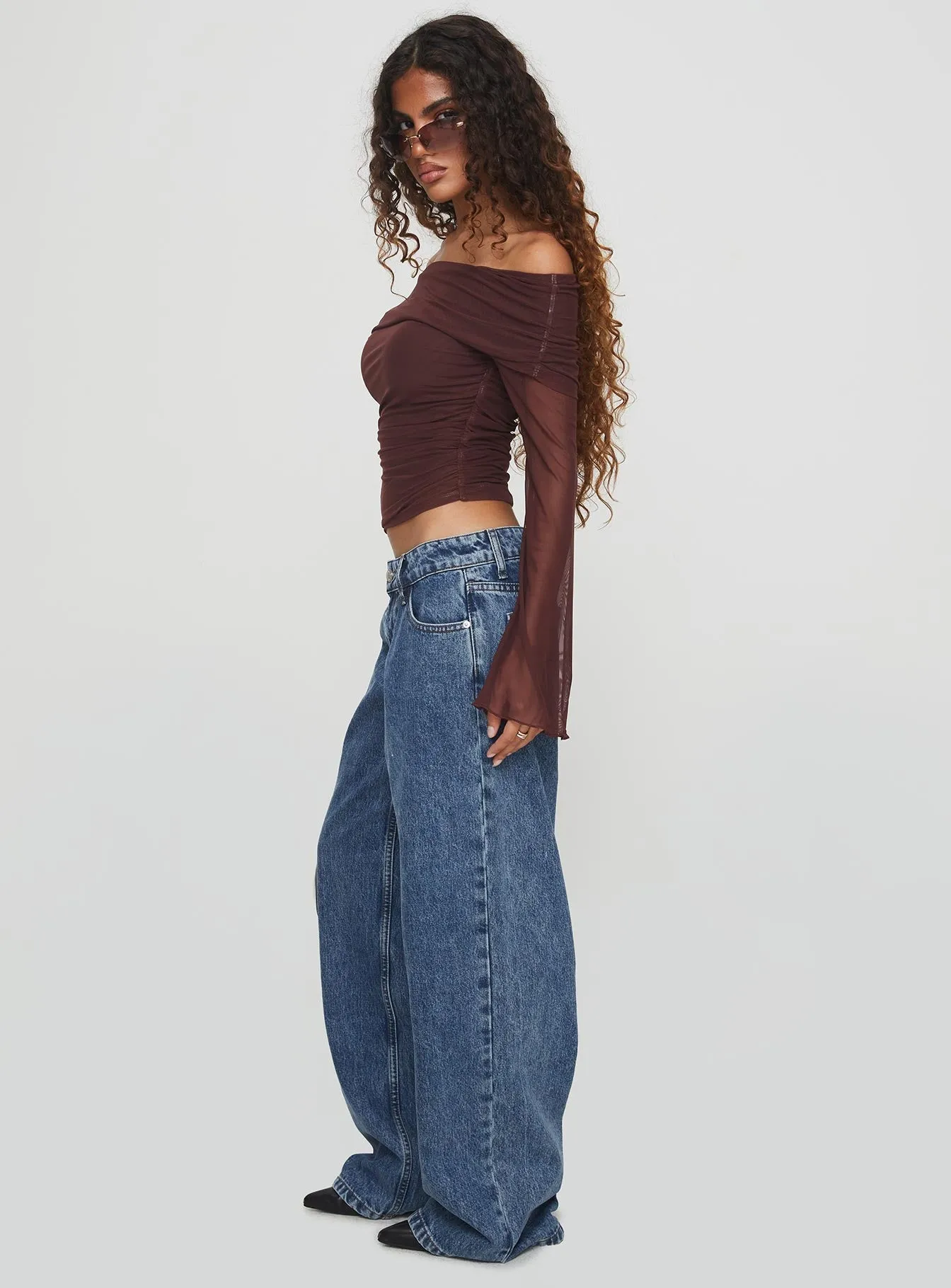 Ellanor Low Rise Slouch Denim Jean Mid Blue Casual Chic Stretch Movement
