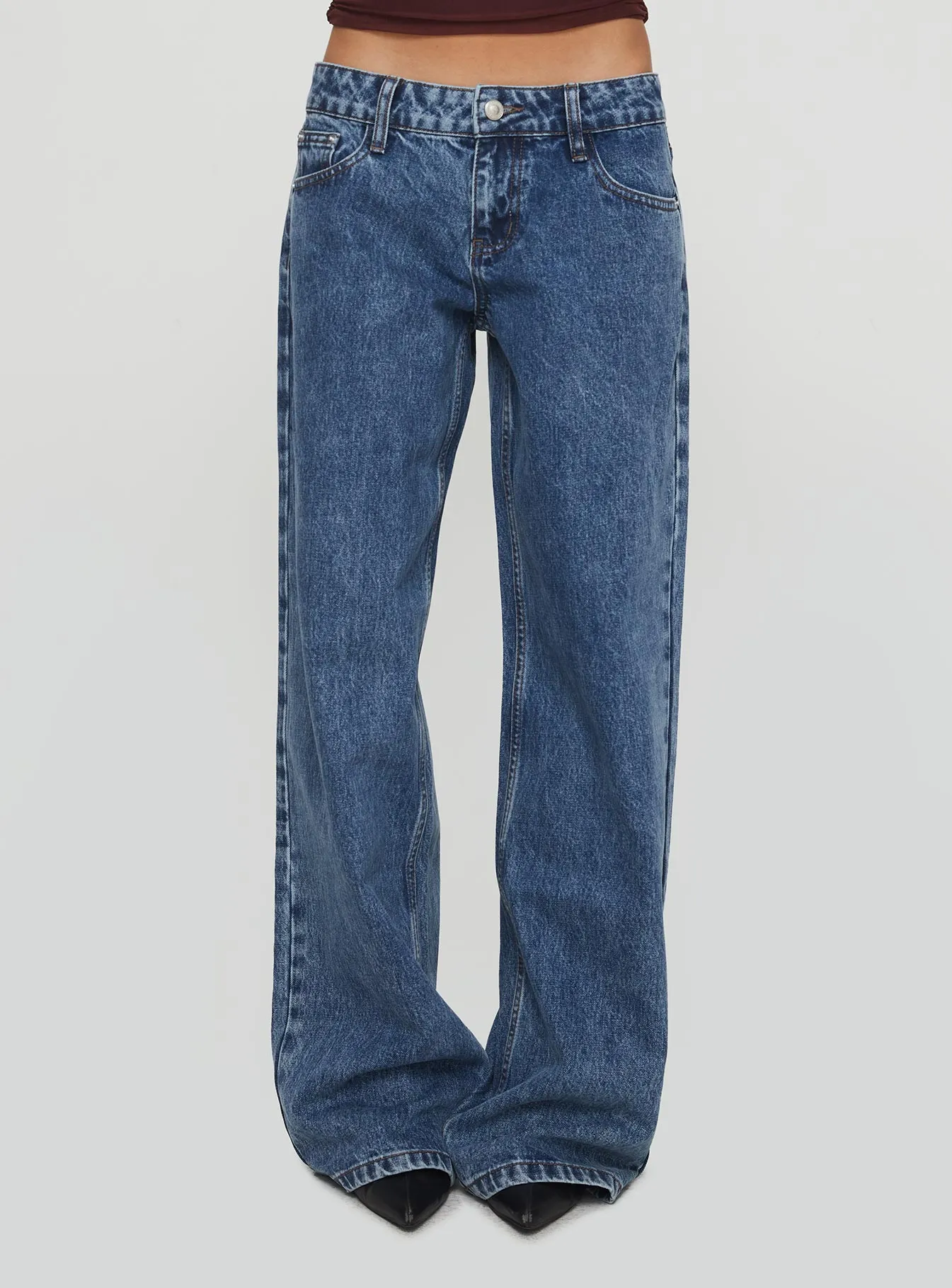 Ellanor Low Rise Slouch Denim Jean Mid Blue Soft Material