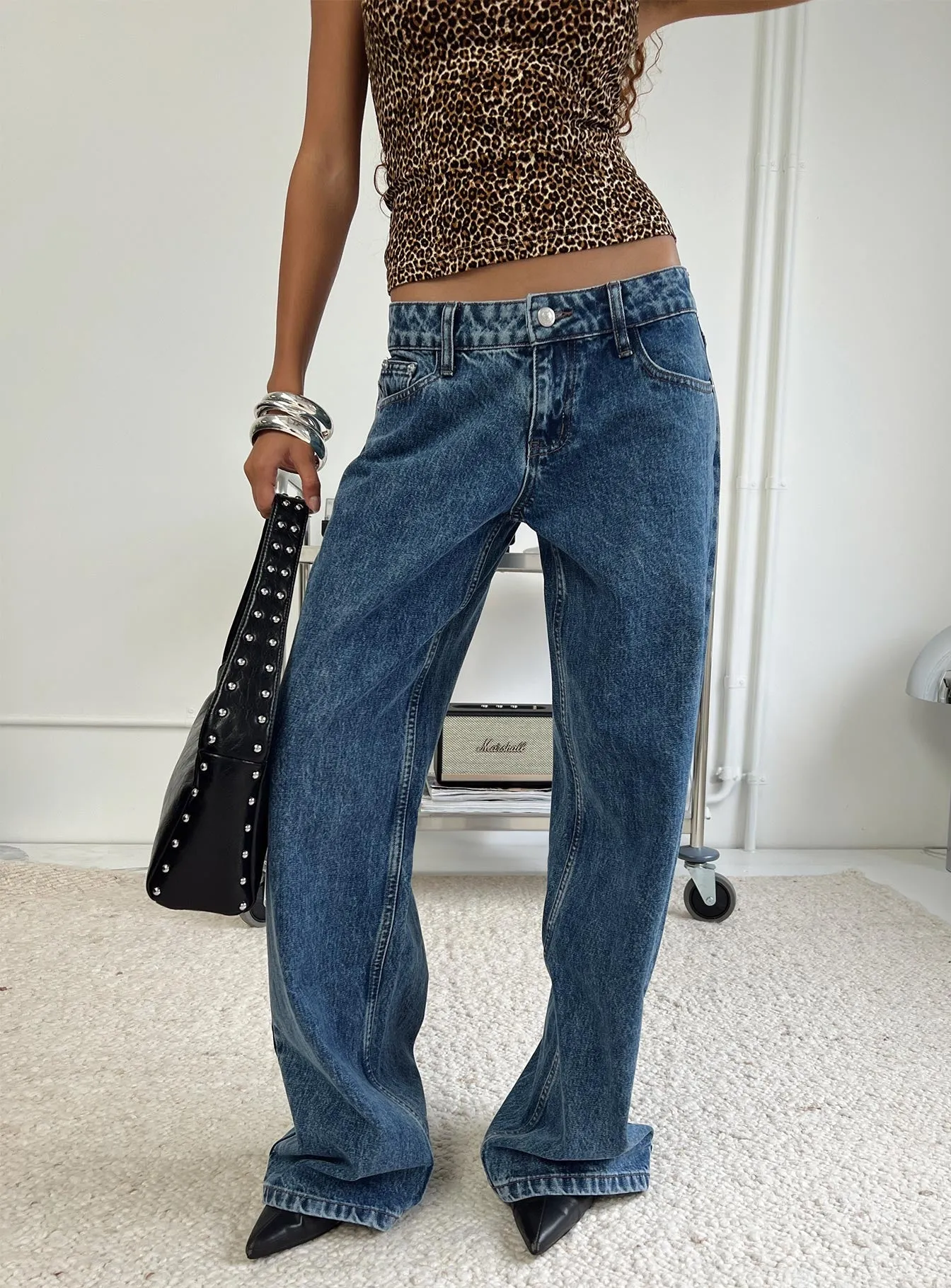 Ellanor Low Rise Slouch Denim Jean Mid Blue Casual Flex