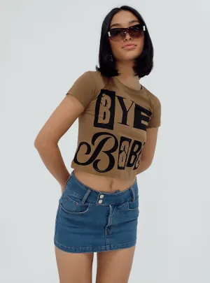 Sleek Fit HighThreadCount Bye Babe Shrunken Tee Brown