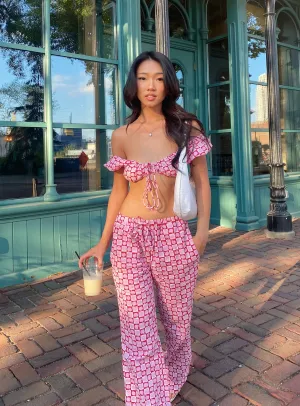 Motel Raya Trouser Apple Check Blush Red Windproof Design Quick Movement Wear
