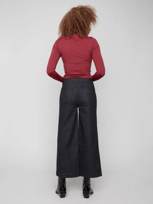 Stretch Fit CHARLIE B CROPPED PATCH POCKET LEOPARD PRINT PANTS