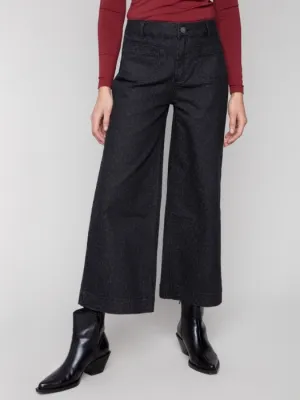 Casual Design NonSlipTrim CHARLIE B CROPPED PATCH POCKET LEOPARD PRINT PANTS