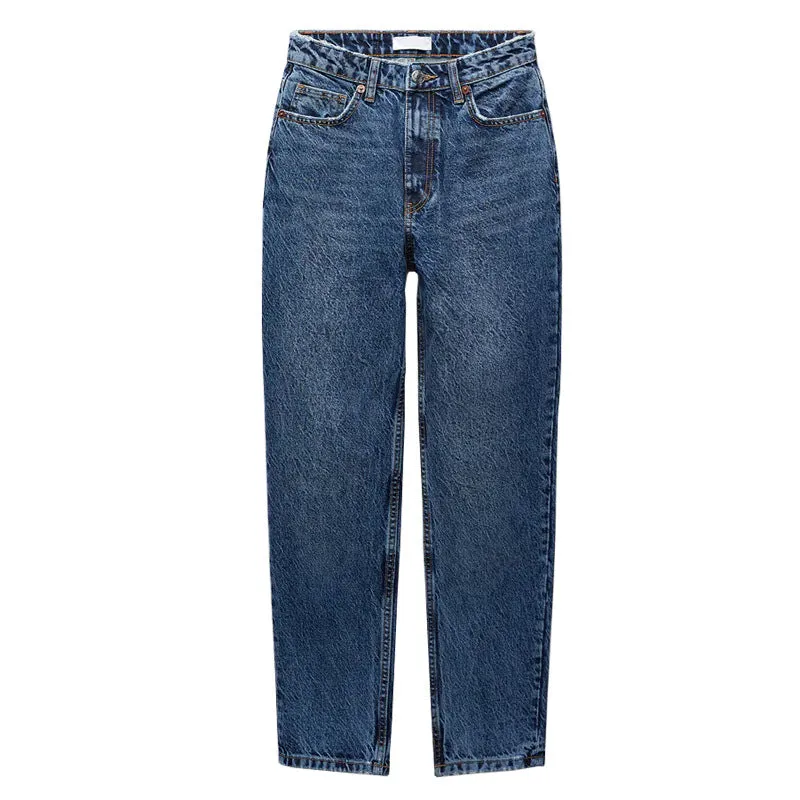 Women's Fashion Casual High Waist Jeans AdjustableCuffs