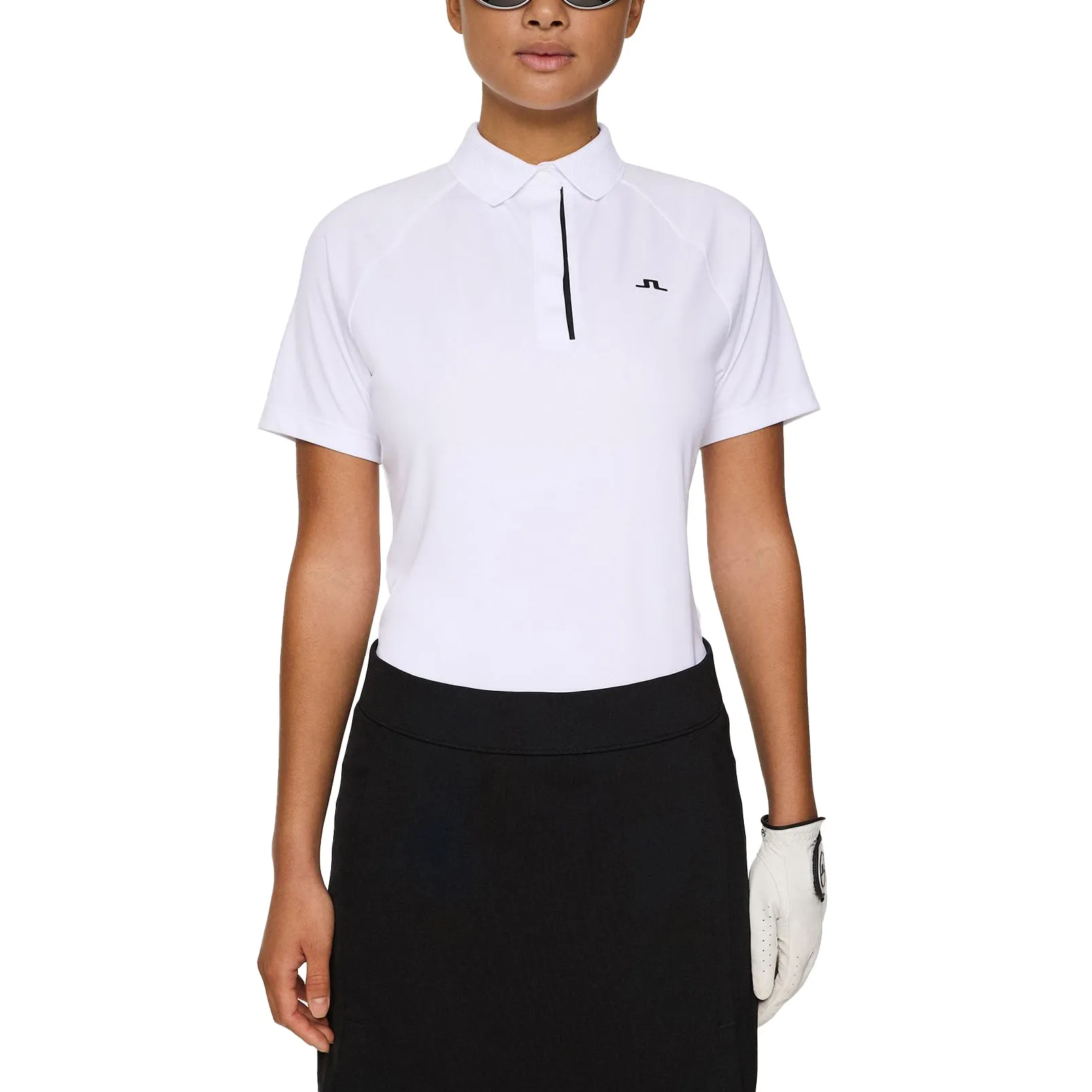 J.Lindeberg Women's Tara Golf Polo Shirt - White Calm Tone Dad Core
