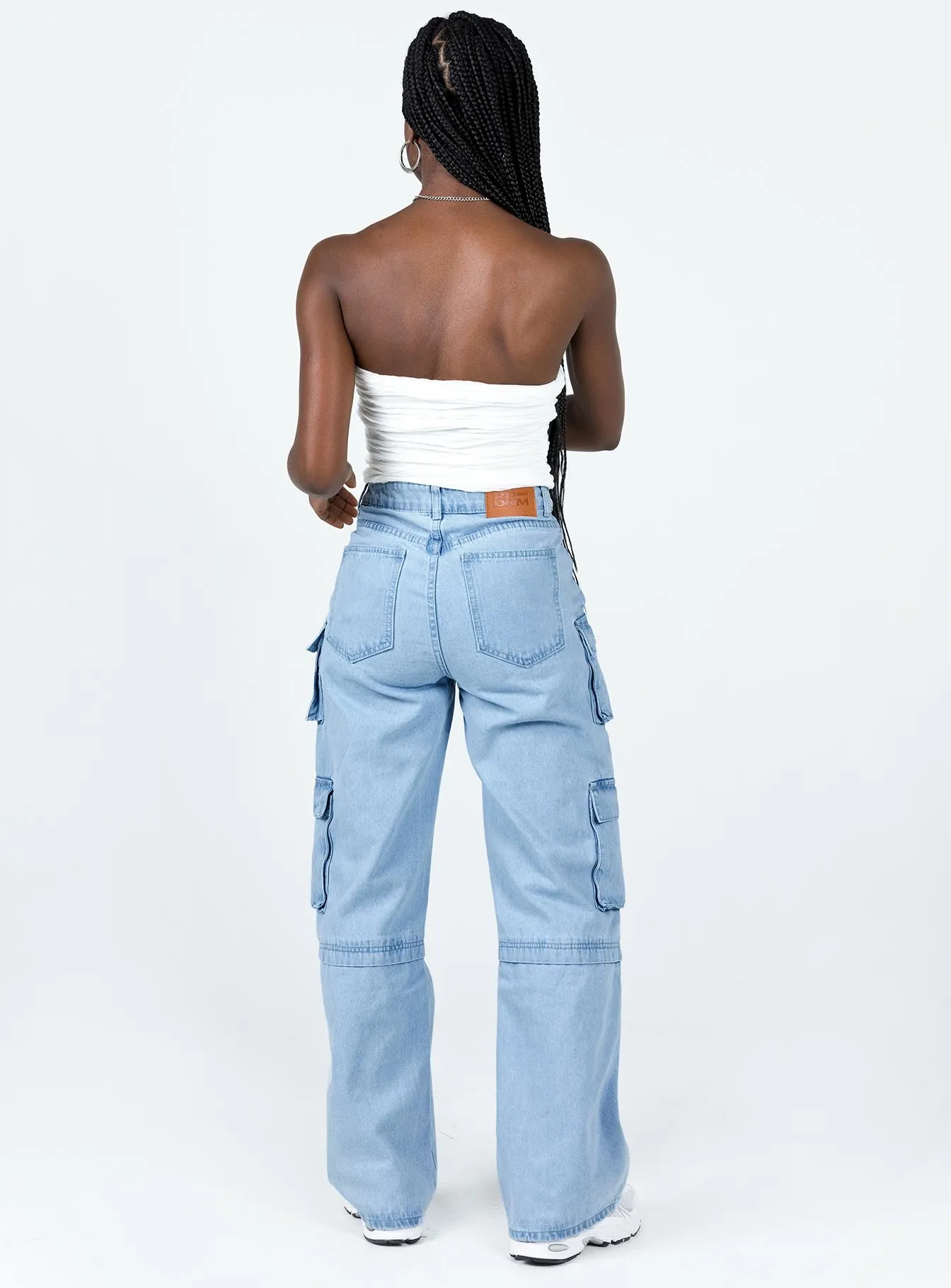 Flexible Layer Fit Darla Cargo Denim Jeans Light Wash Denim