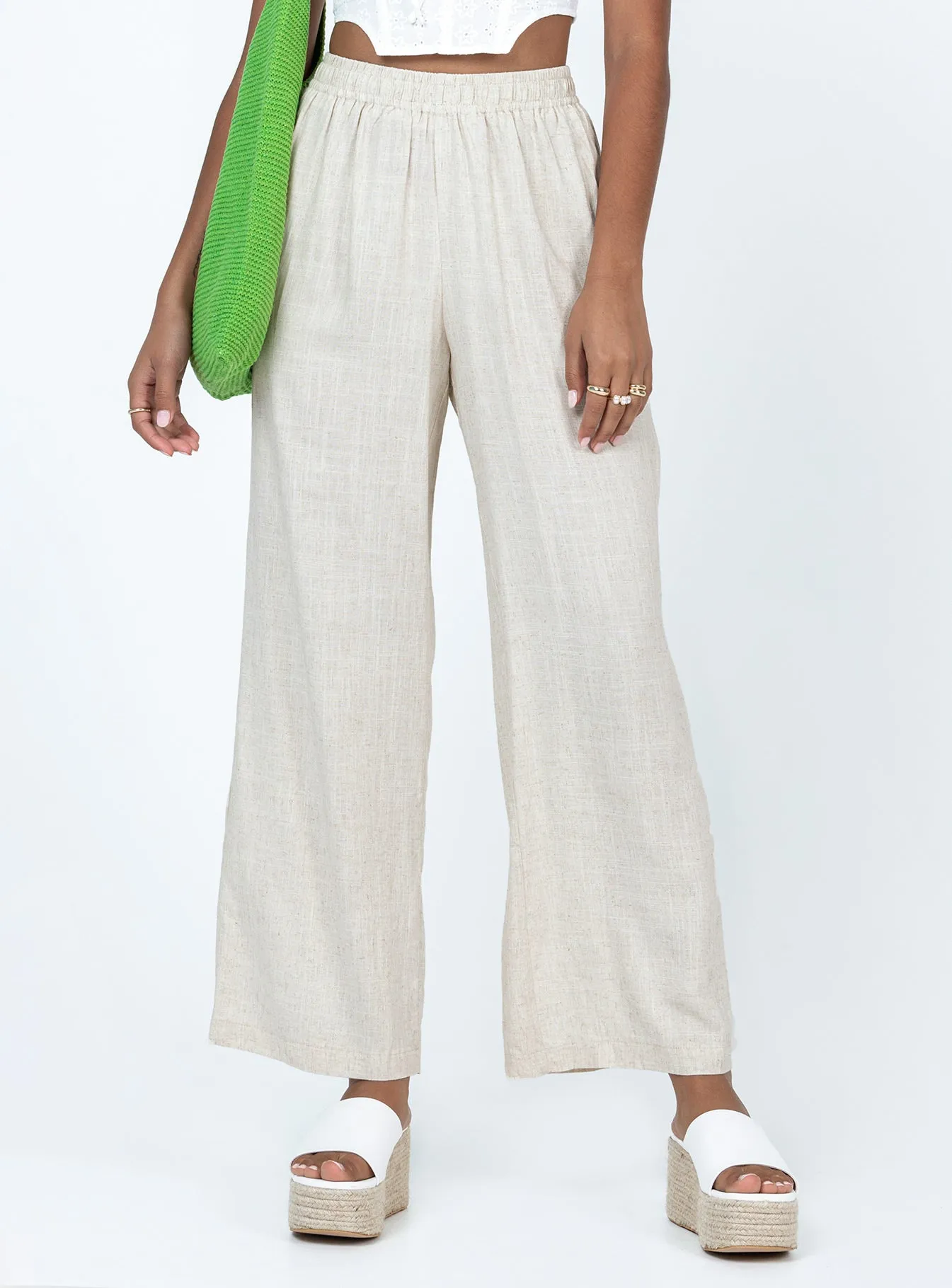 Louis Linen Blend Pants Beige Refined fit Simple Silhouette