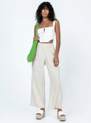Louis Linen Blend Pants Beige Heat Control Soft Support