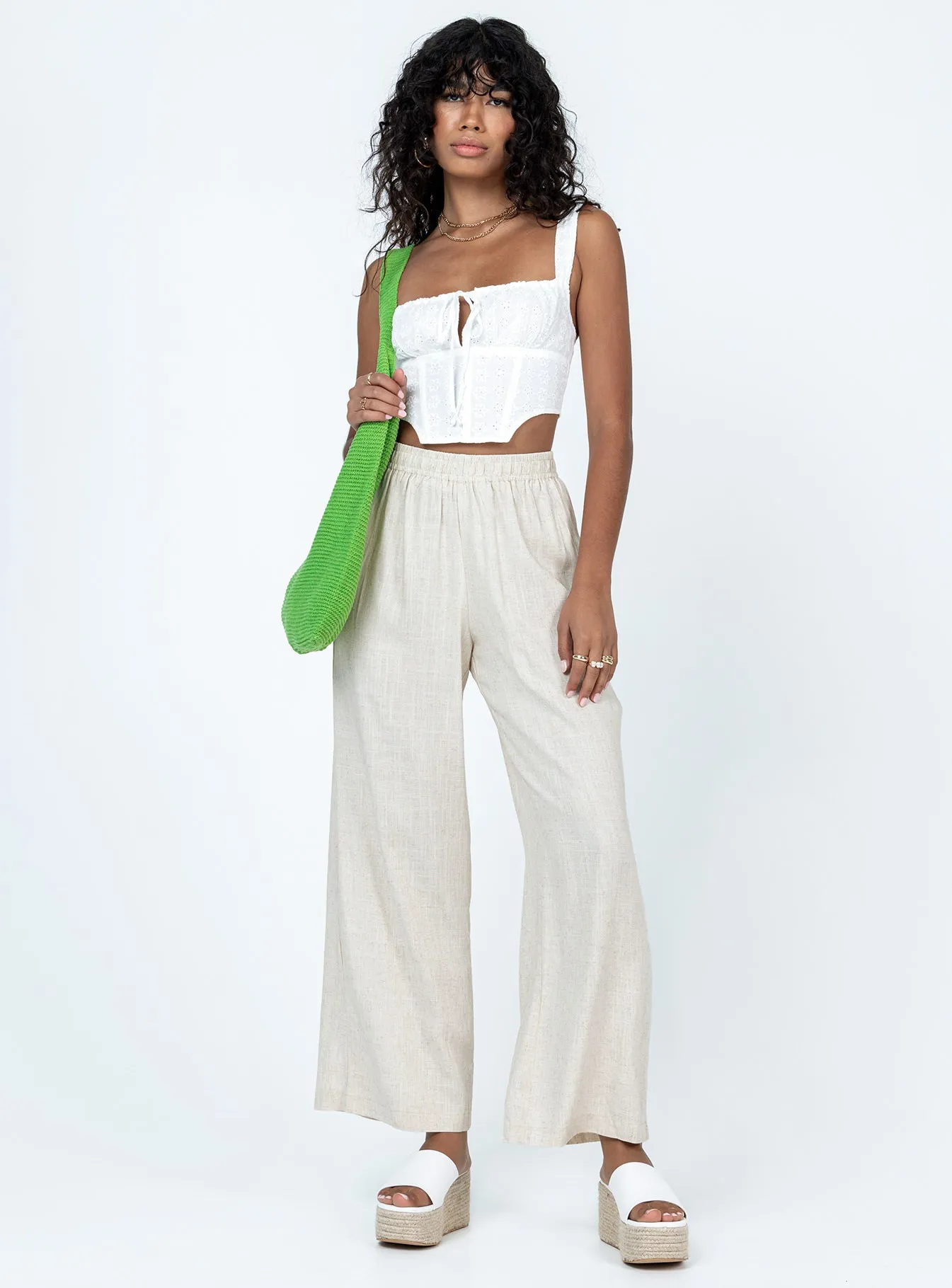 Louis Linen Blend Pants Beige Heat Control Soft Support