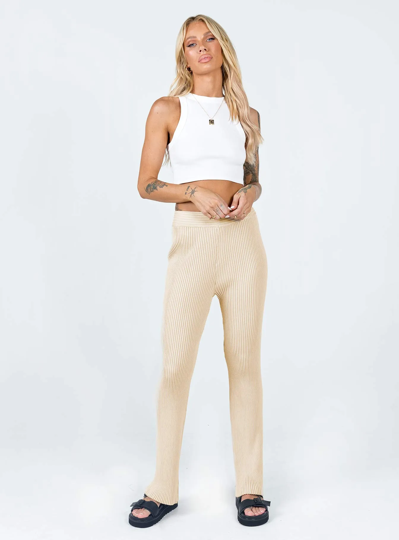 Olessia Pants Cream Distressed finish Day Ready