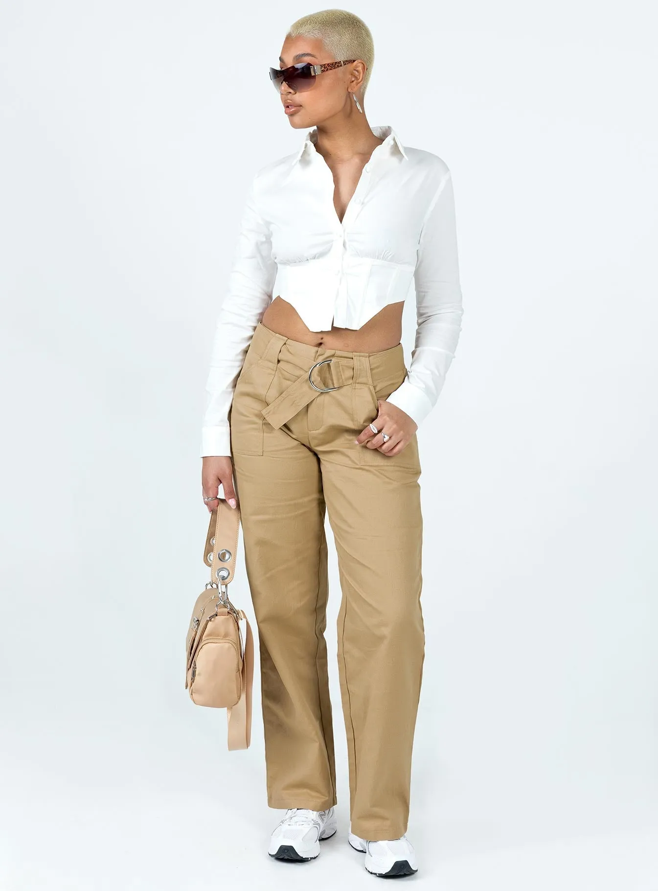 Burdem Low Waist Pants Camel Stretchy Material