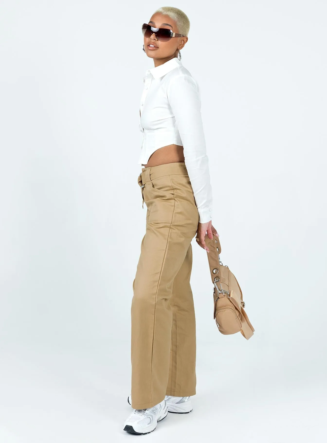 AntiSlipGrip Burdem Low Waist Pants Camel