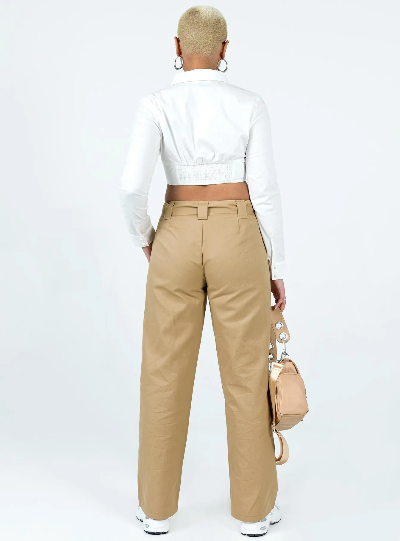 Burdem Low Waist Pants Camel Seamless construction