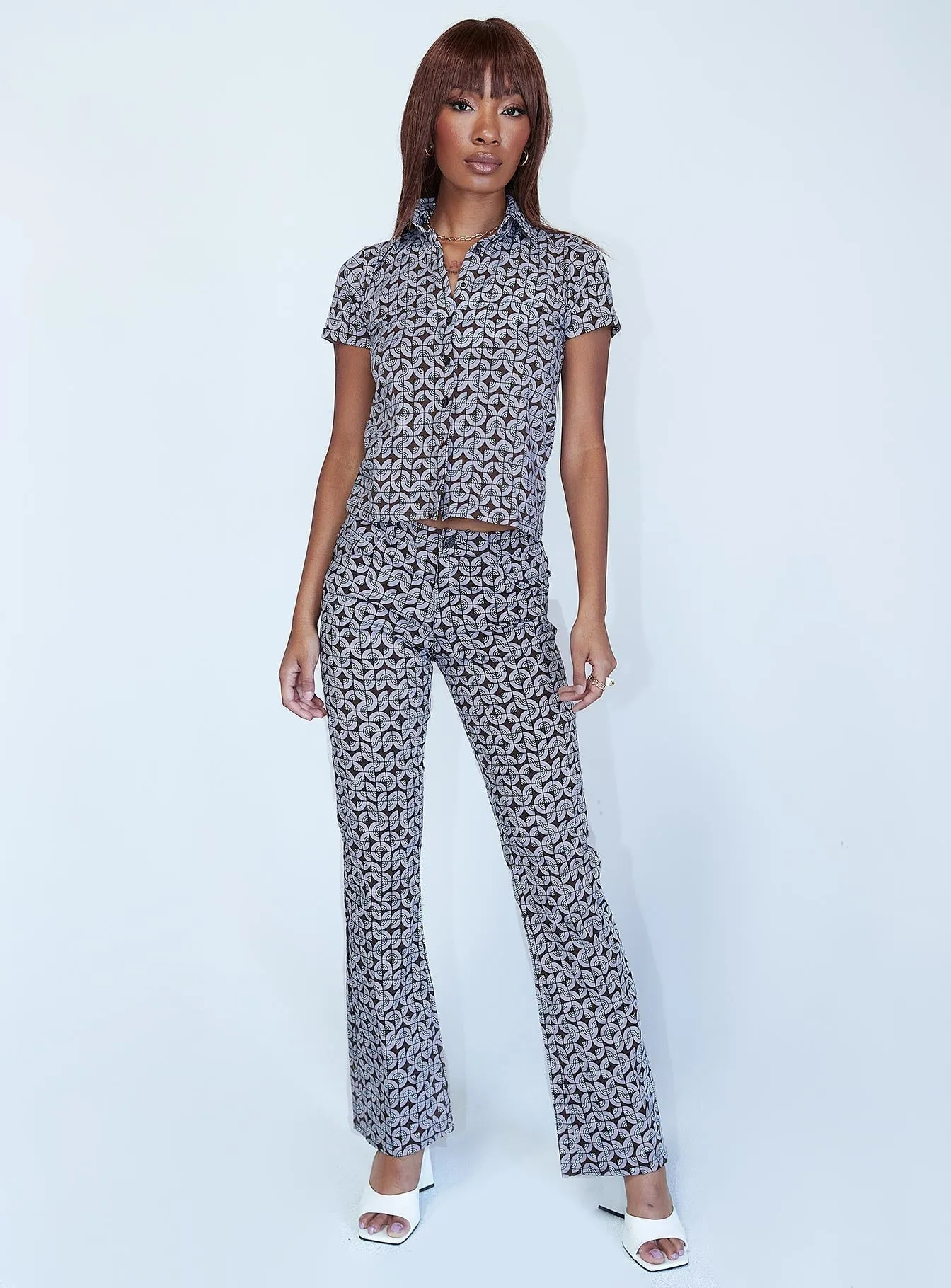Neutral Look Motel Jopan Trouser Retro Tile Multi