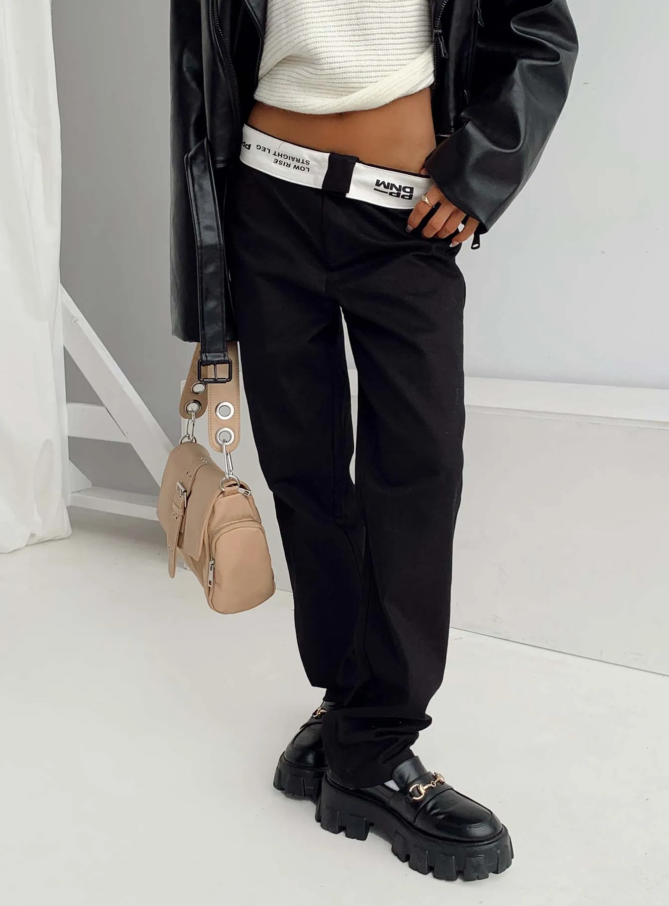 Dava Low Rise Pants Black Quick-Dry Material High Rise