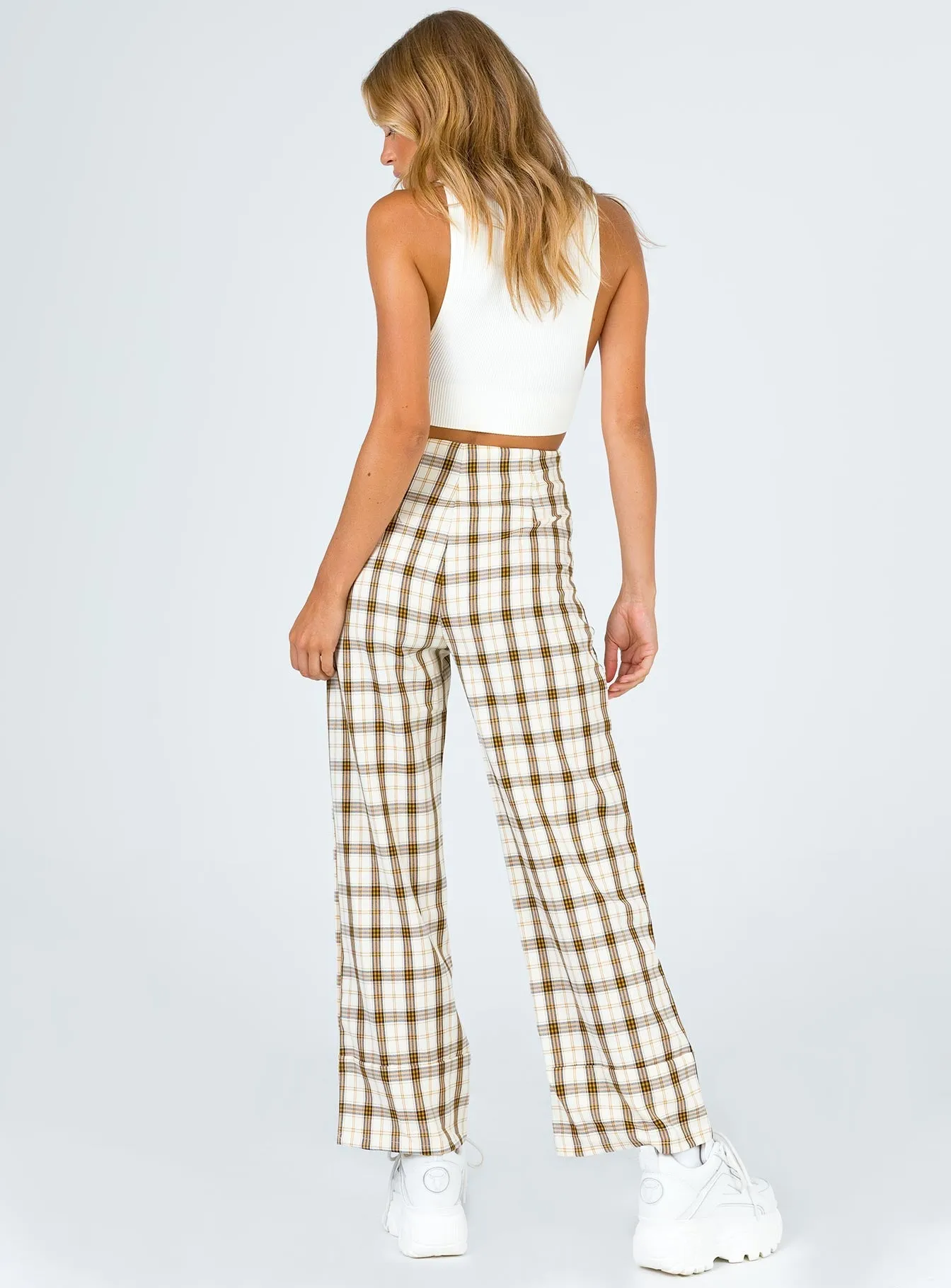 Euros Pants Yellow Check Laser cut