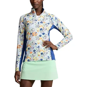 RLX Ralph Lauren Women's UV Jersey 1/4 Zip Pullover - Floral Bouquet Print Retro cool Stylish Shoes