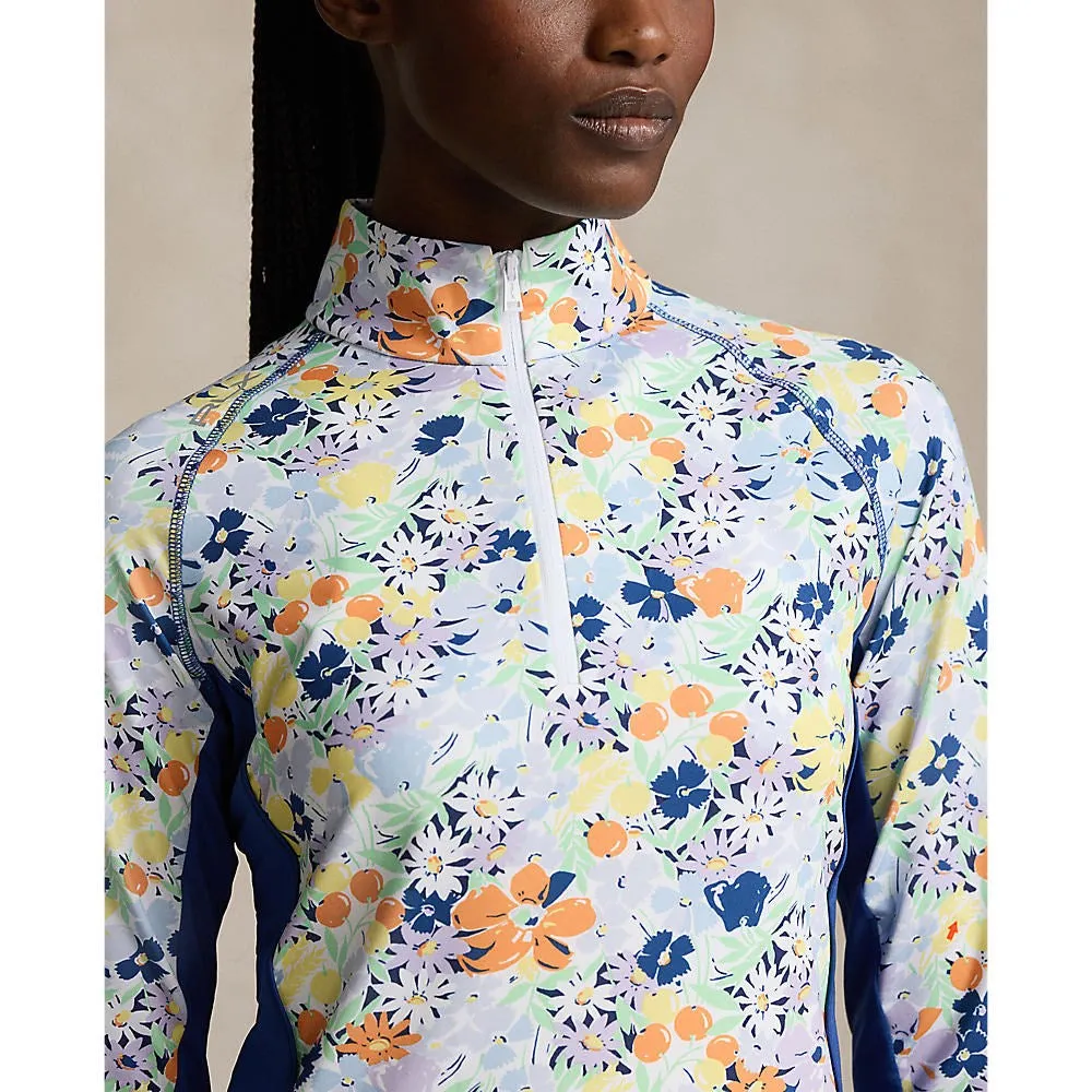 Adjustable Waistbands Bold Step RLX Ralph Lauren Women's UV Jersey 1/4 Zip Pullover - Floral Bouquet Print