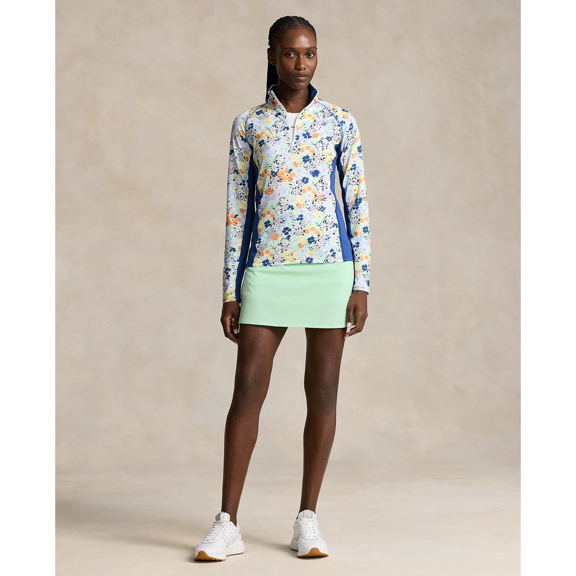 RLX Ralph Lauren Women's UV Jersey 1/4 Zip Pullover - Floral Bouquet Print City Beat MoistureWickingTechnology