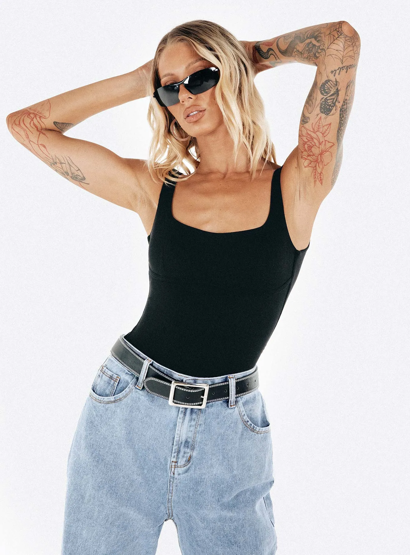 Crosby Bodysuit Black Tall polyester bodysuit navy bodysuit