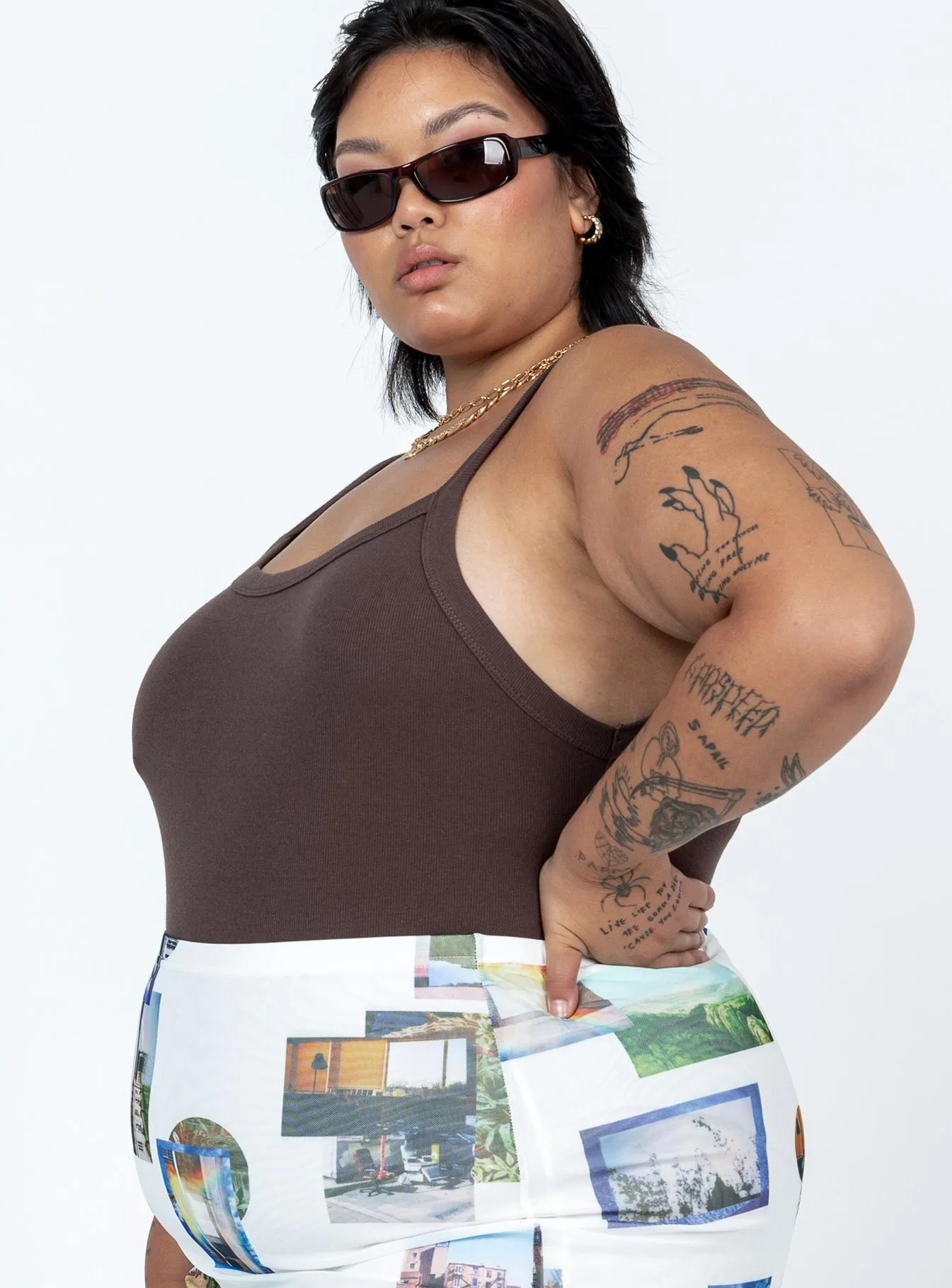 loungewear bodysuit Lindsey Bodysuit Brown Curve