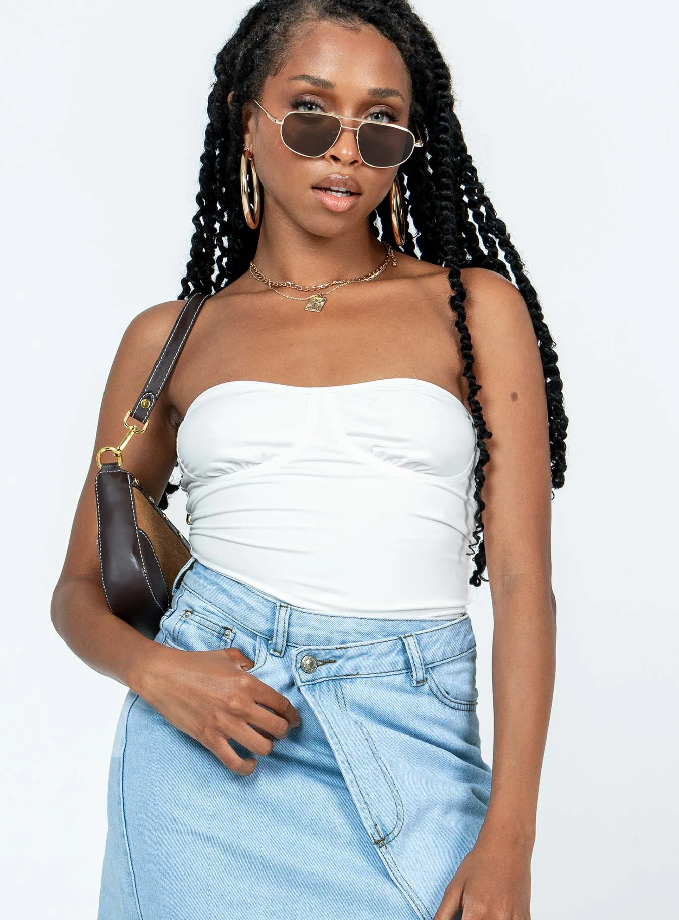 Wheeler Bodysuit White work bodysuit turtleneck bodysuit
