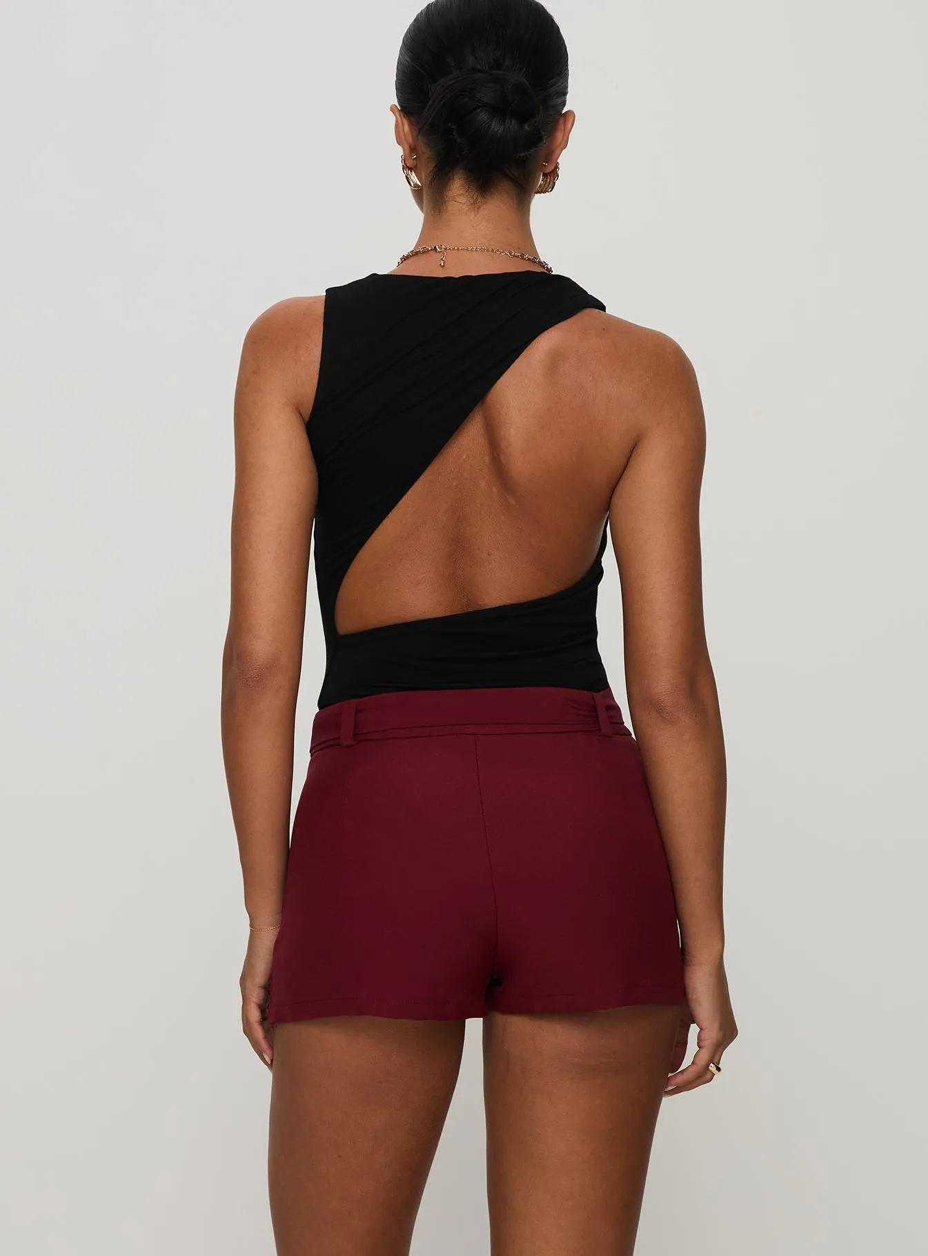 deep plunge bodysuit oversized bodysuit Centre Stage Cut Out Bodysuit Black